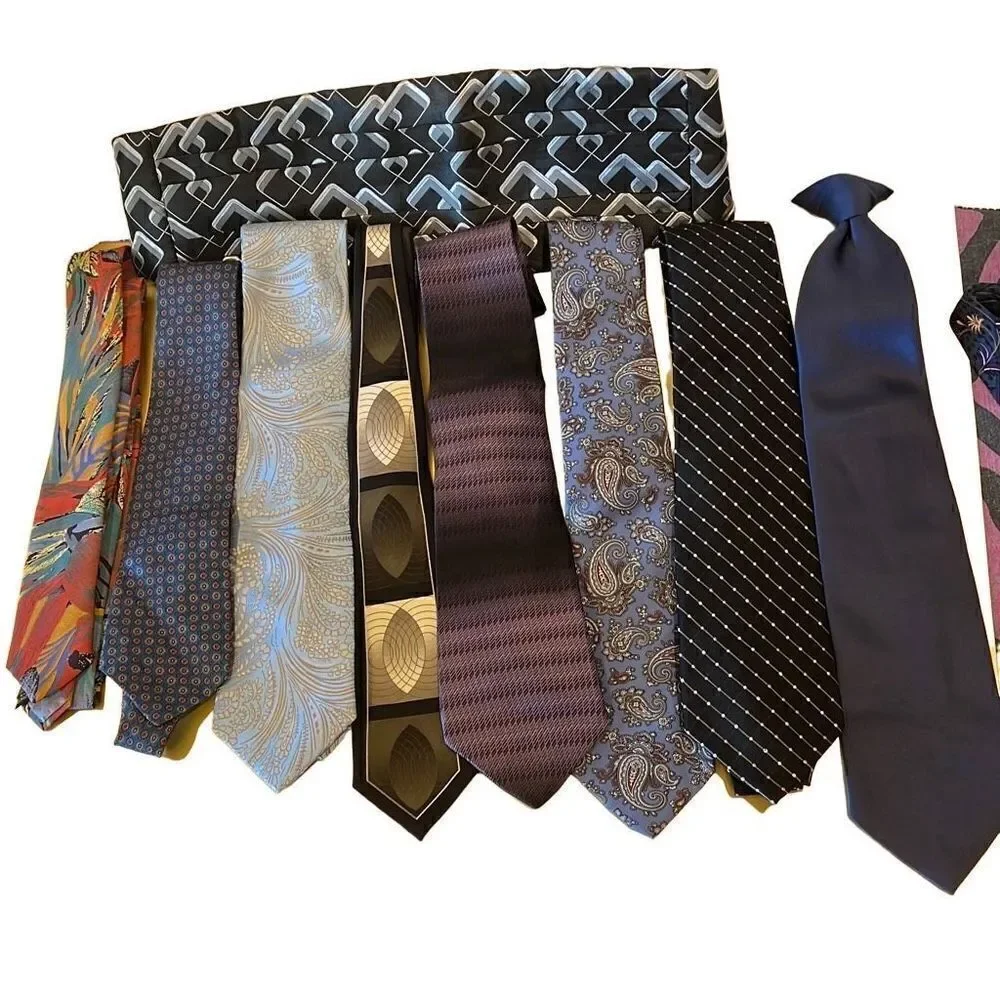 Lot of 8 ties and Tuxedo belt